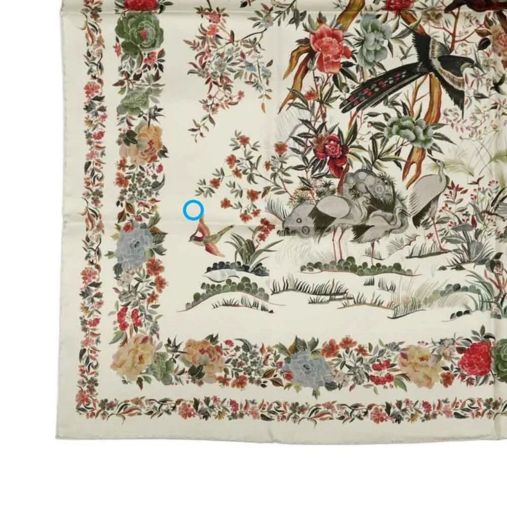 Dior Square Scarf Floral Pattern Beige 25 Jah090 Zkdo Accessories